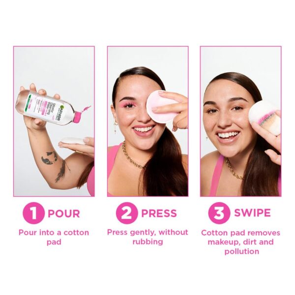 Garnier Micellar Cleansing Water - Gentle Cleanser & Make Up Remover For Everyday Use - Suitable For Sensitive Skin, Dermatologically Tested, Vegan, For Men & Women, Remove 100% Dirt, Pollution, 400ml - Image 5