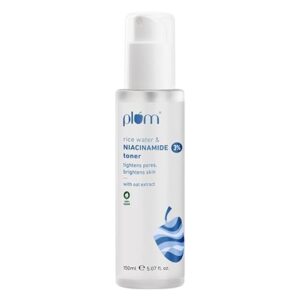 Plum 3% Niacinamide & Rice Water Face Toner | With Rice Ferment Extract | Alcohol-Free Toner | Fades Blemishes, Brightens Skin | Smoothens Skin | Fragrance-Free | 100% Vegan | 150 ml