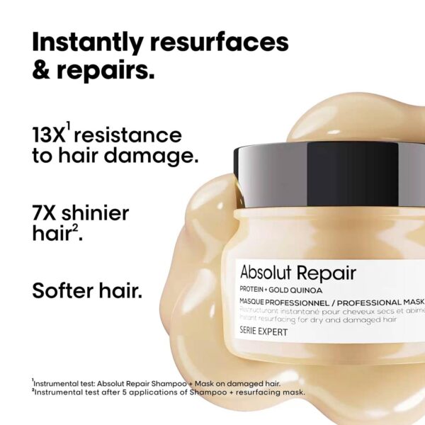 L'Oréal Professionnel Absolut Repair Mask for Dry & Damaged Hair - 250ml | Professional mask for Strengthening and Repairing Hair, With Wheat Protein, For Men & Women - Image 2