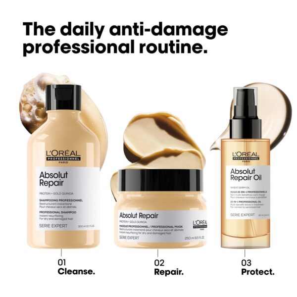 L'Oréal Professionnel Absolut Repair Mask for Dry & Damaged Hair - 250ml | Professional mask for Strengthening and Repairing Hair, With Wheat Protein, For Men & Women - Image 6